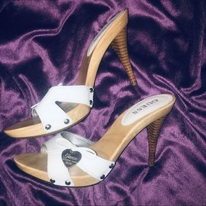 Guess High Heel Wooden Sandals NWOT